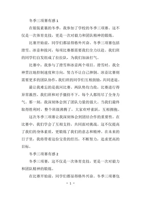冬季三项赛有感400字