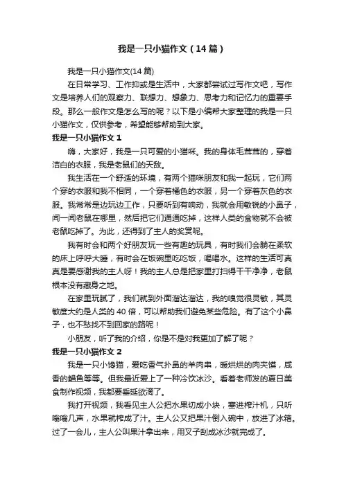 我是一只小猫作文（14篇）