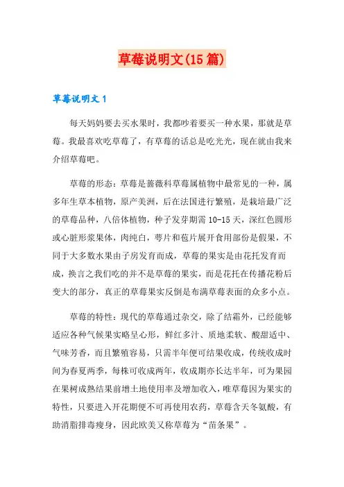 草莓说明文(15篇)