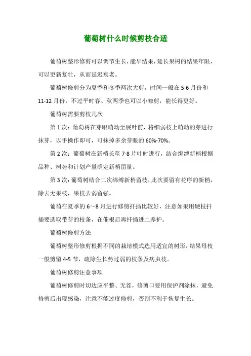 葡萄树什么时候剪枝合适