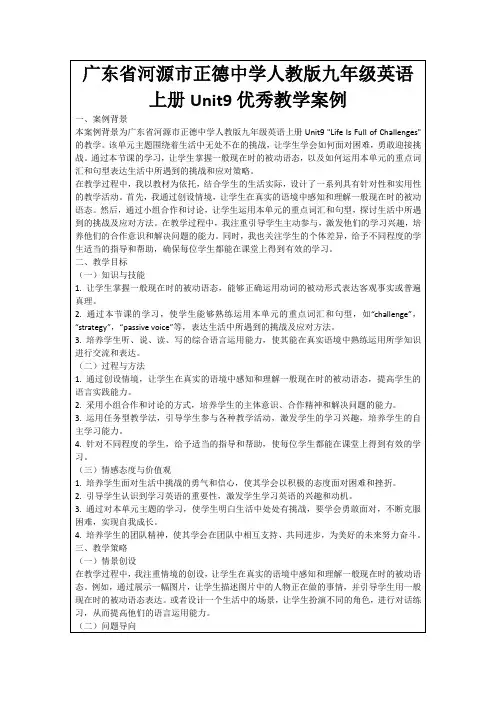 广东省河源市正德中学人教版九年级英语上册Unit9优秀教学案例