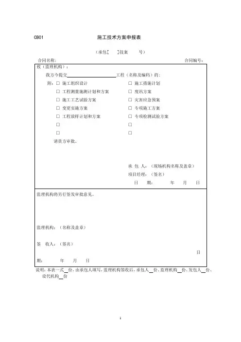 施工技术方案申报表