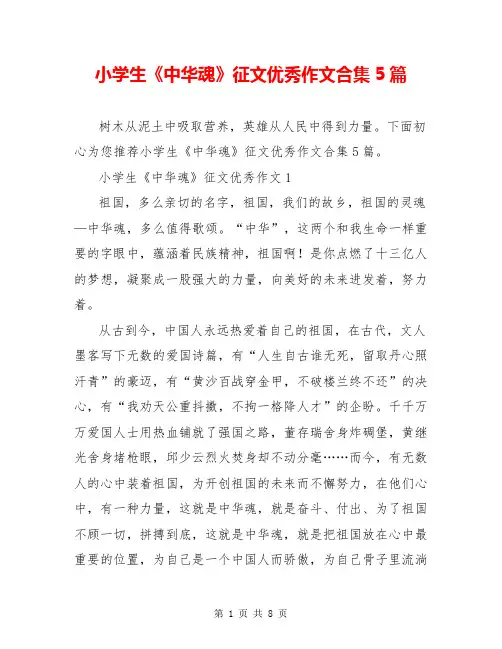 小学生《中华魂》征文优秀作文合集5篇