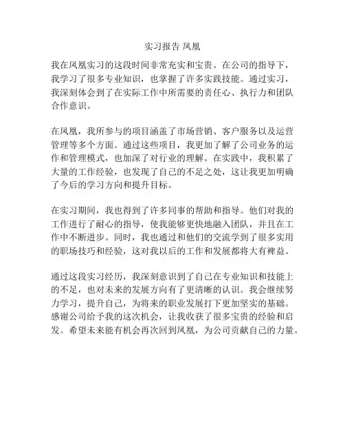 实习报告 凤凰