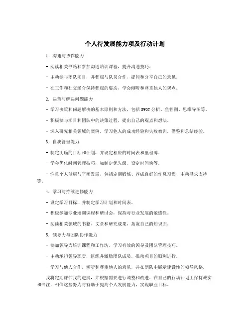 个人待发展能力项及行动计划
