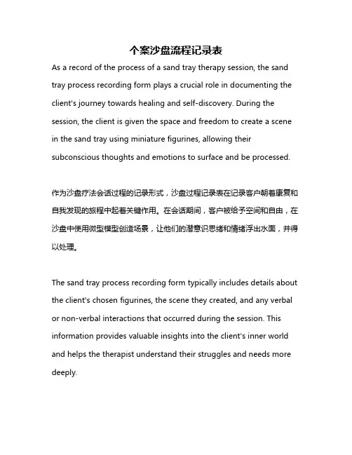 个案沙盘流程记录表