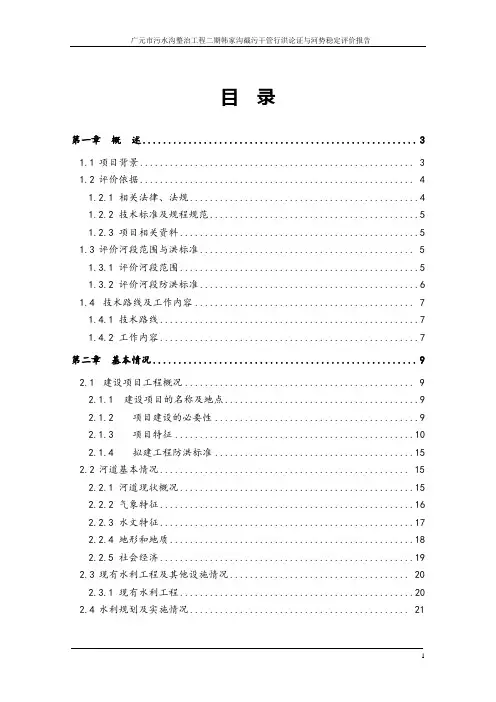污水沟整治工程截污干管行洪论证与河势稳定评价报告