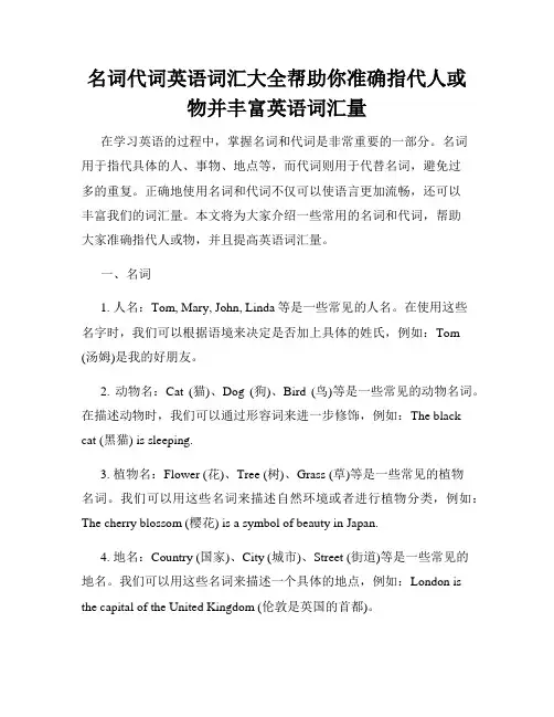 名词代词英语词汇大全帮助你准确指代人或物并丰富英语词汇量