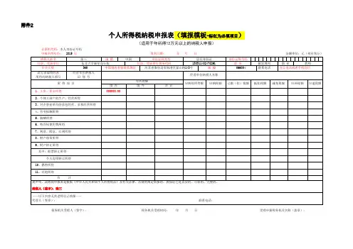 个人所得税纳税申报表填报模板