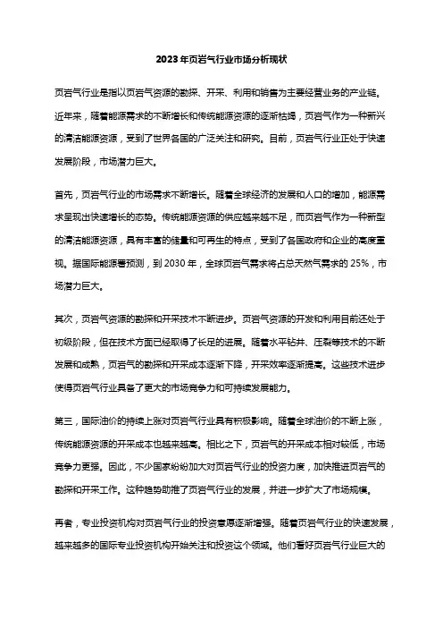 2023年页岩气行业市场分析现状