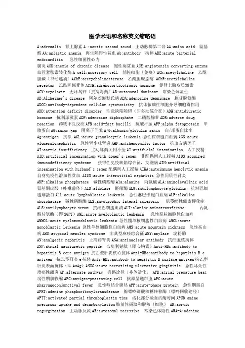医学术语和名称英文缩略语