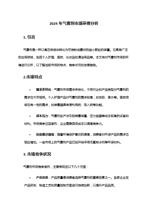 2024年气雾剂市场环境分析