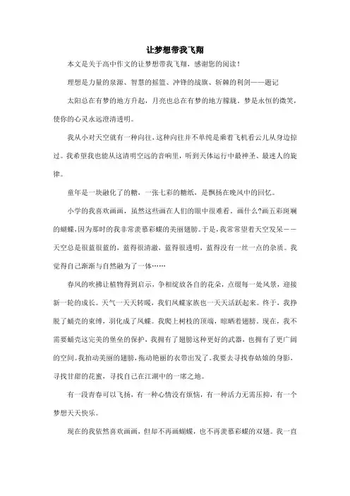 让梦想带我飞翔_高中作文