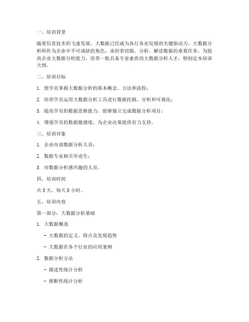 大数据分析师培训大纲范文模板