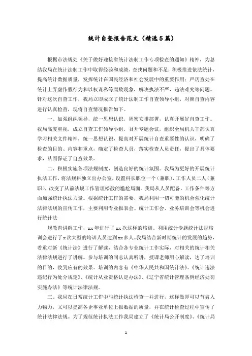 统计自查报告范文(5篇)范文精选