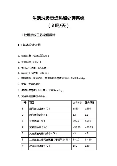 生活垃圾热解焚烧处置处置技术方案