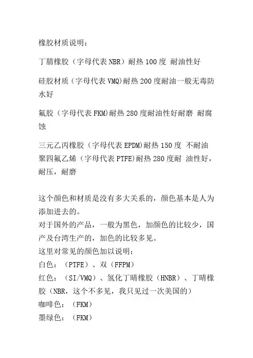 橡胶材质和颜色