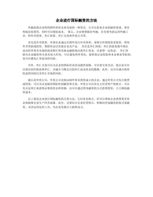 企业进行国际融资的方法