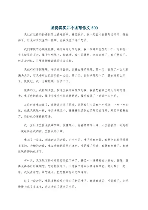 坚持其实并不困难作文600