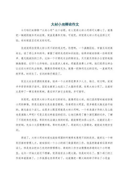 大材小用辩论作文