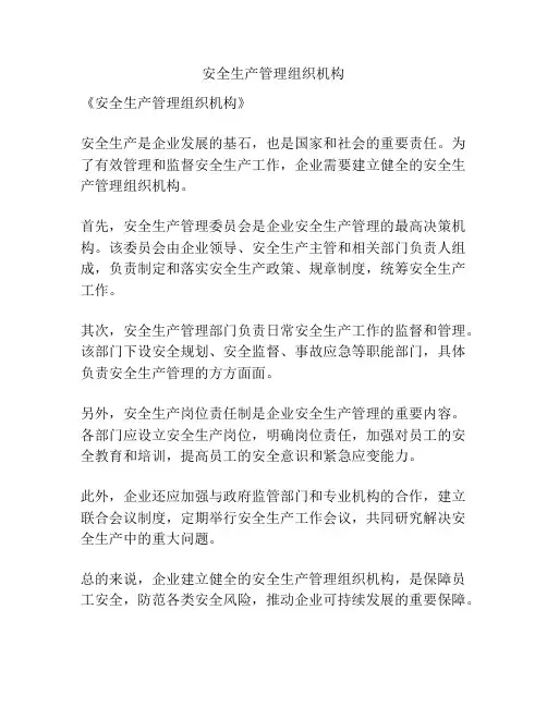 安全生产管理组织机构