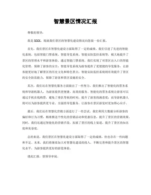 智慧景区情况汇报