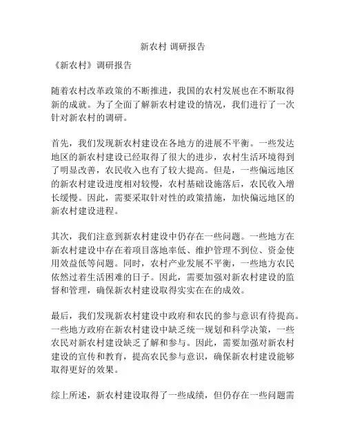 新农村 调研报告