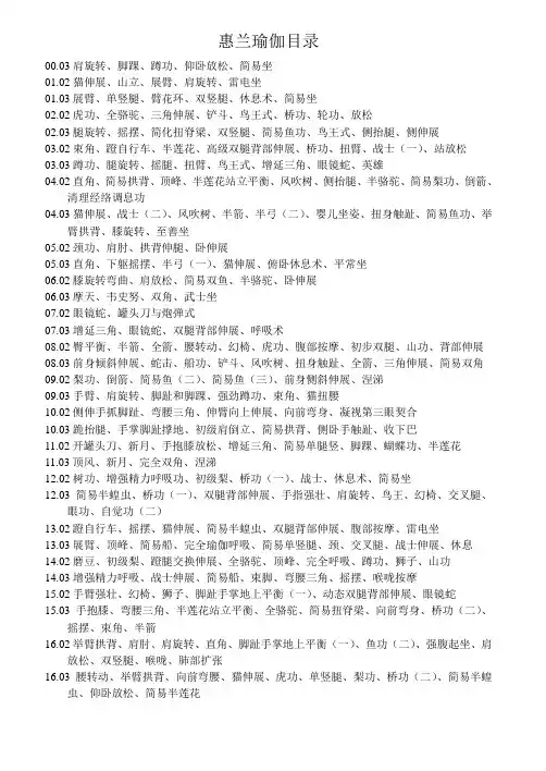 惠兰瑜伽目录