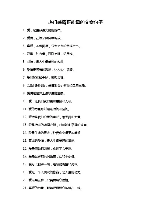 热门感情正能量的文案句子