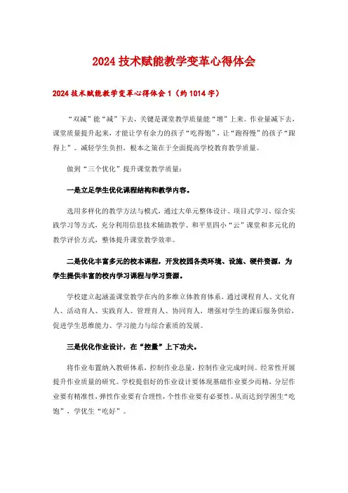 2024技术赋能教学变革心得体会