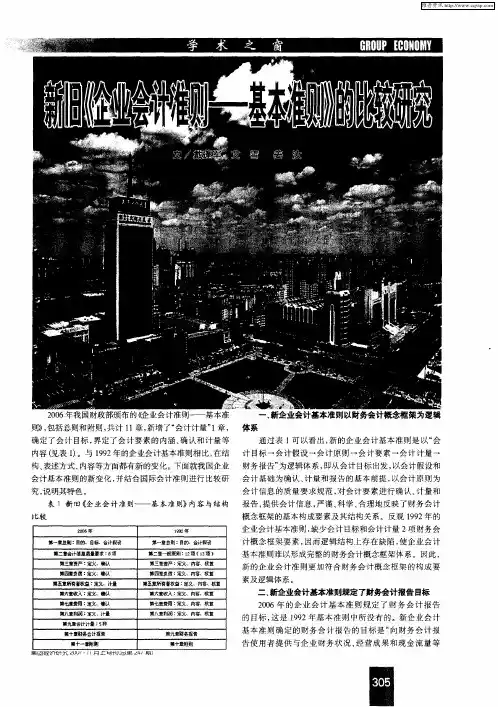 新旧《企业会计准则——基本准则》的比较研究