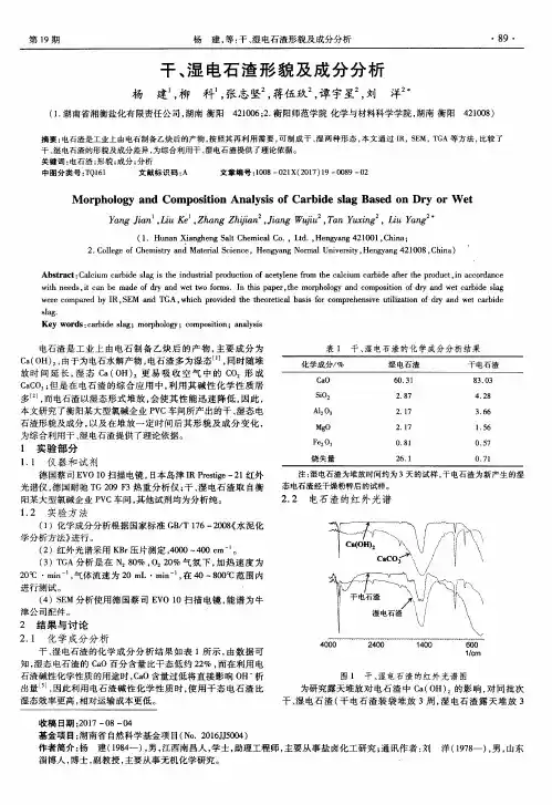 干、湿电石渣形貌及成分分析