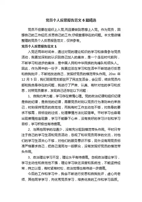 党员个人反思报告范文6篇精选