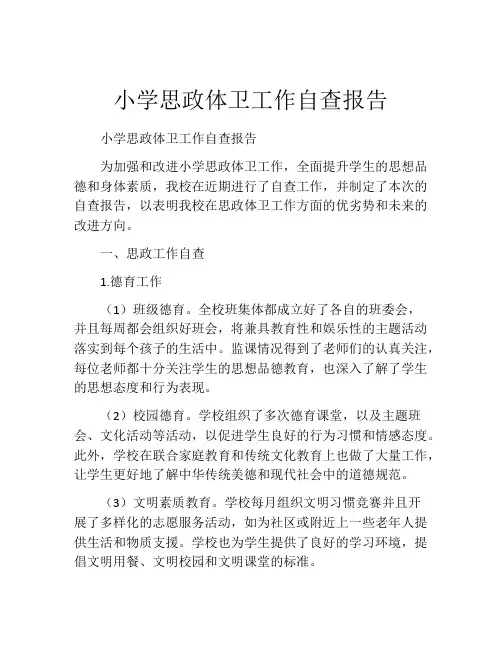 小学思政体卫工作自查报告