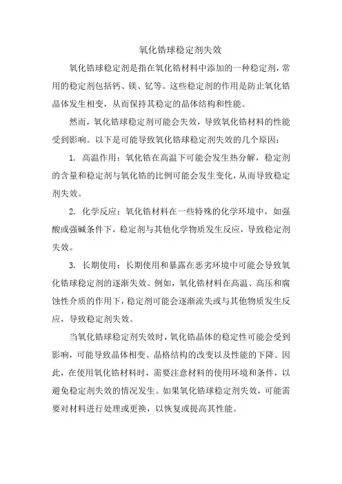 氧化锆球稳定剂失效