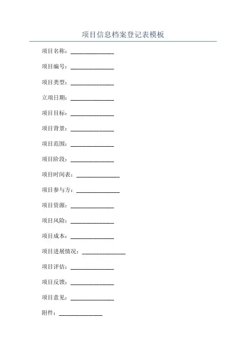 项目信息档案登记表模板