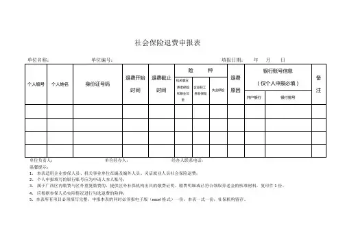 021 《社会保险费退费申报表》
