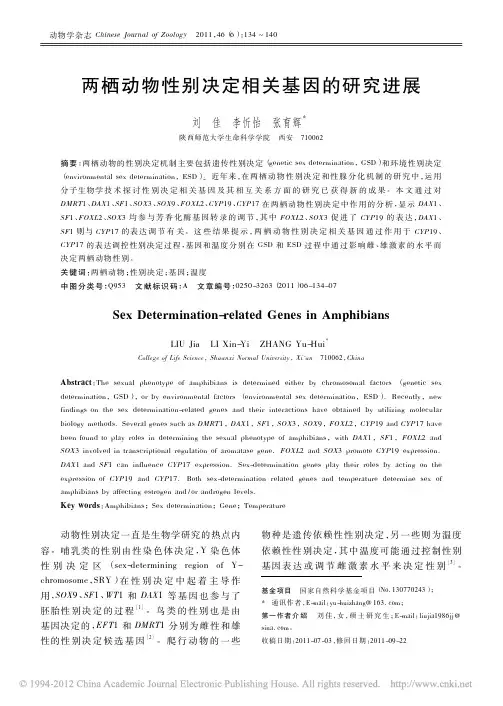 两栖动物性别决定相关基因的研究进展