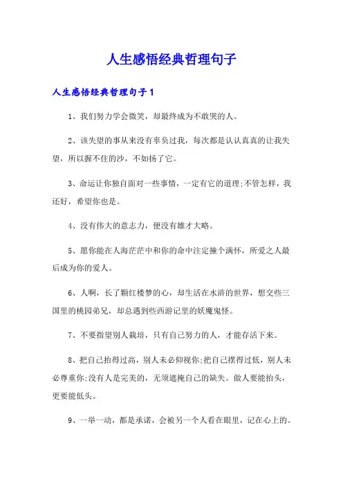 人生感悟经典哲理句子