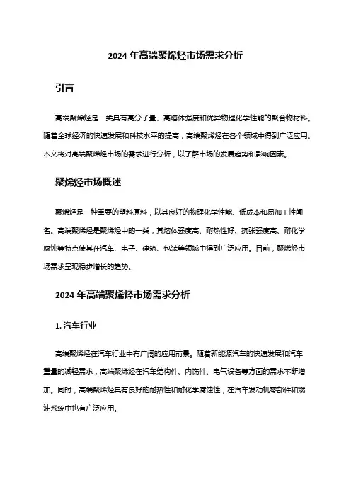 2024年高端聚烯烃市场需求分析