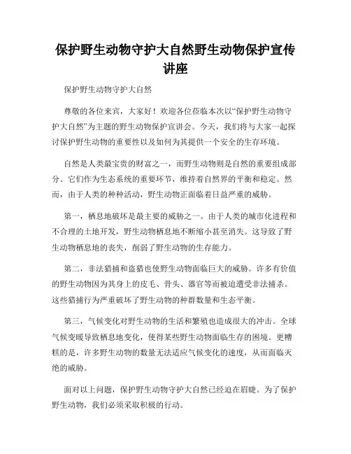 保护野生动物守护大自然野生动物保护宣传讲座
