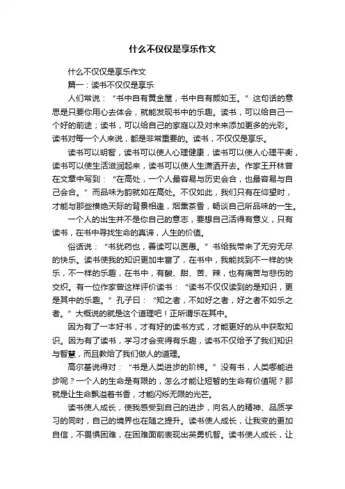 什么不仅仅是享乐作文