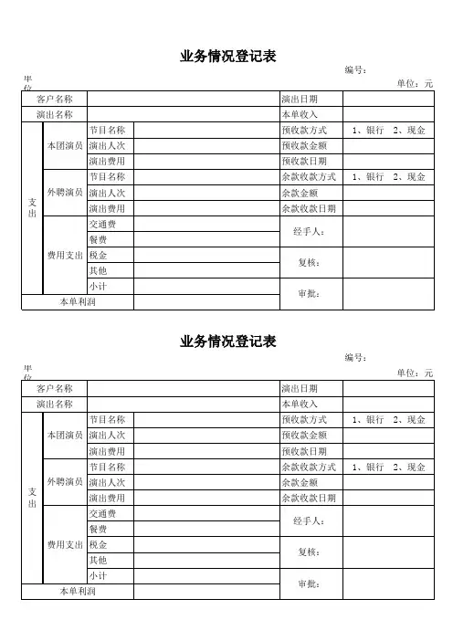 业务情况登记表
