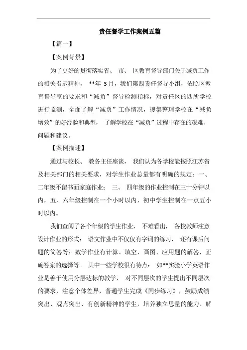 责任督学工作案例五篇