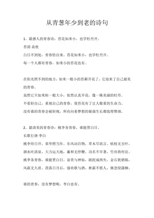 从青葱年少到老的诗句