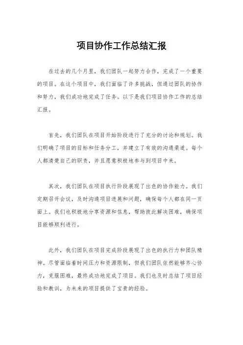 项目协作工作总结汇报