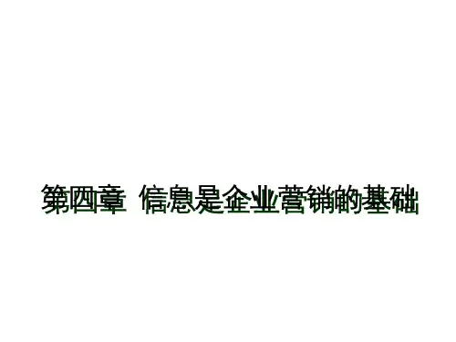 第四章 信息是企业营销的基础