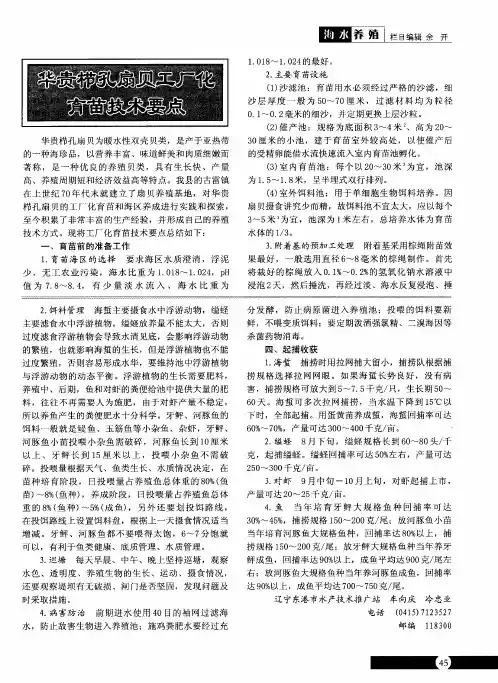 华贵栉孔扇贝工厂化育苗技术要点