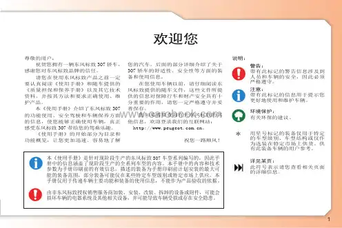 东风标致 307 轿车用户手册说明书