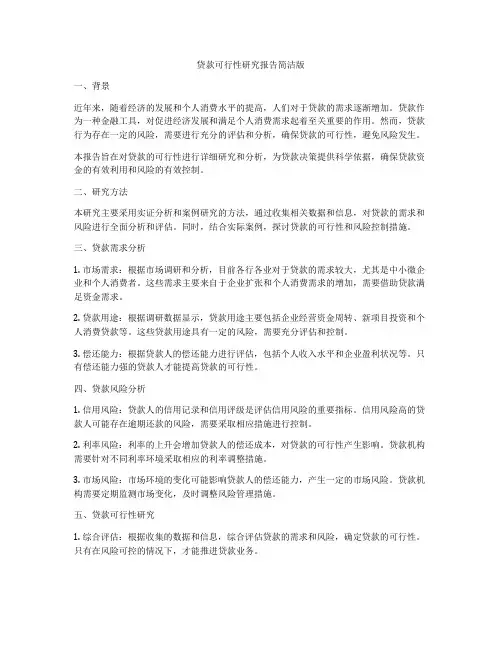 贷款可行性研究报告简洁版